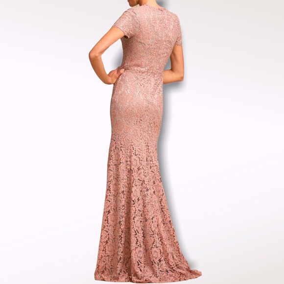 New Terani Couture x BHLDN Ceres 8 / M Pink Silver Allover Lace Rhinestone Gown - Picture 4 of 10